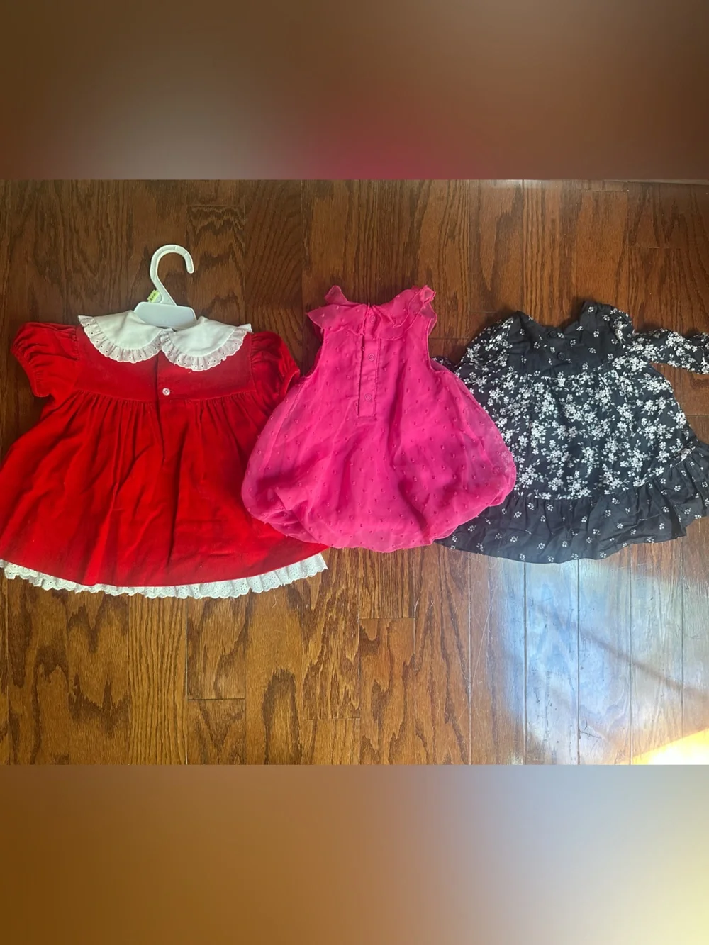 OshKosh B'gosh Red, Pink & Black Floral Girls Dresses - 3-Pack Size 3 & 6 months